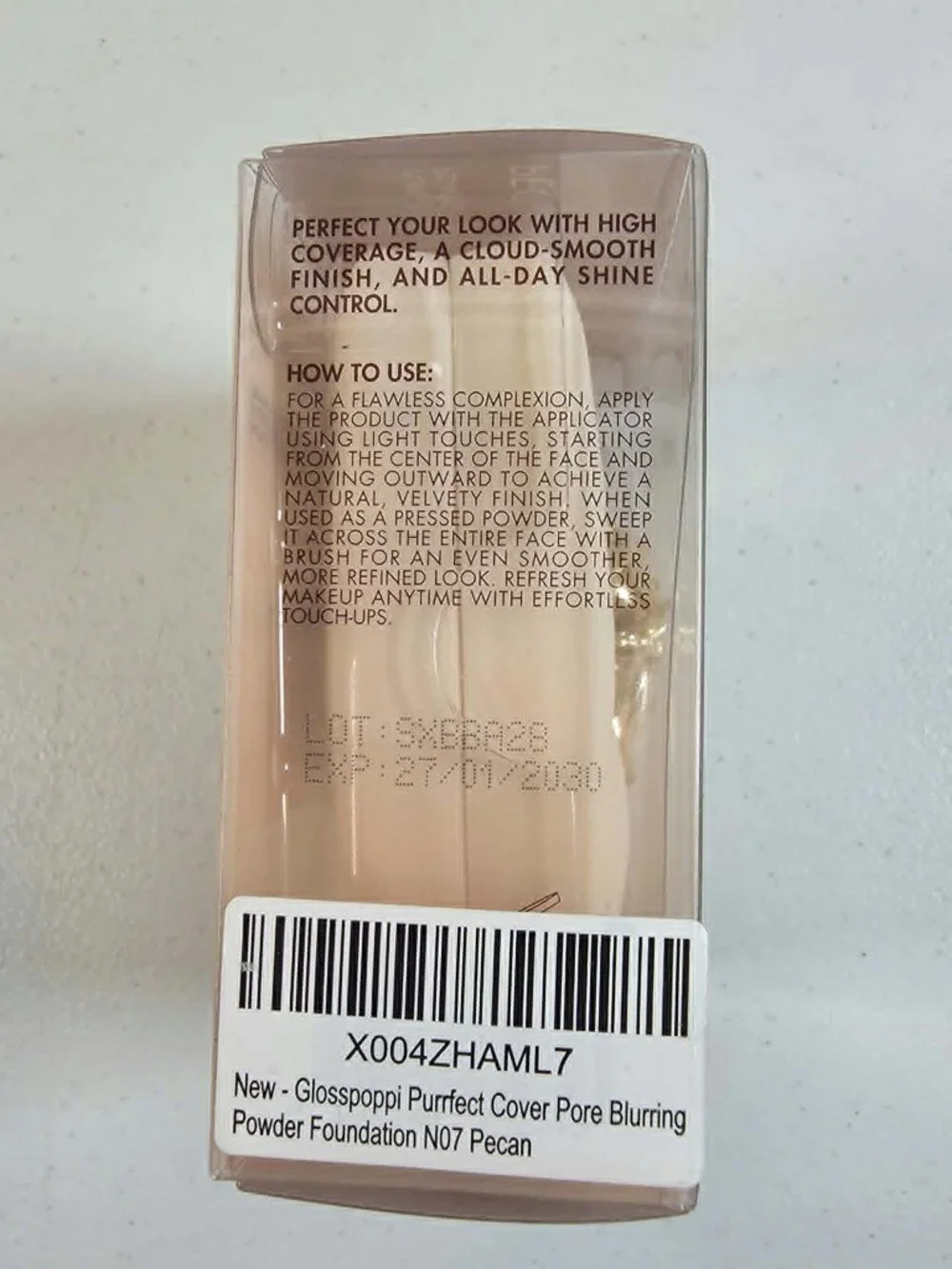 GLOSSPOPPI PURRFECT COVER PORE BLURRING POWDER FOUNDATION .29 oz. N07 PECAN NEW
